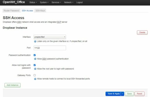 OpenWrt系统设定（2）- SSH服务设定-2
